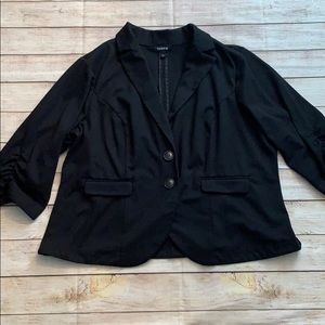 Torrid Black Blazer with Rouched Sleeves size 3